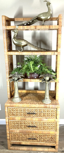 Wicker rattan hutch - wicker, shelf